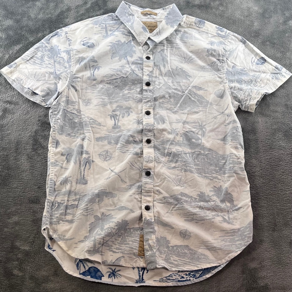 Lucky Brand Mens California Fit Tropical Island Print Cotton Button Down Shirt M